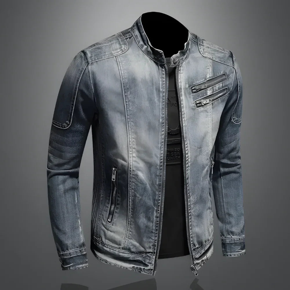 RICK | RETRO DENIMJAKKE MED LYNLÅS TIL HERRER