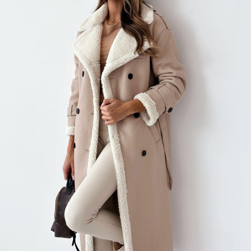 Dame frakke | Lang vinterfrakke med blødt for og elegant design