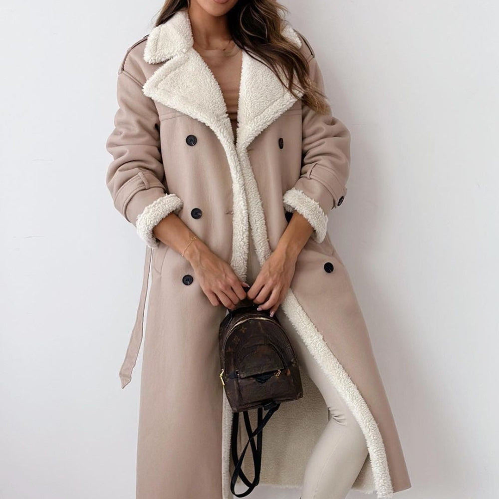 Dame frakke | Lang vinterfrakke med blødt for og elegant design