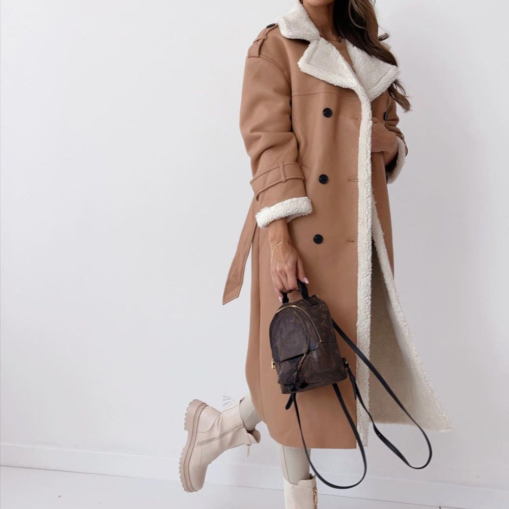 Dame frakke | Lang vinterfrakke med blødt for og elegant design