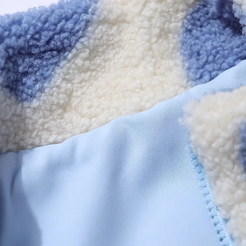 Dame jakke | Fleecejakke med lynlås og hjerteprint