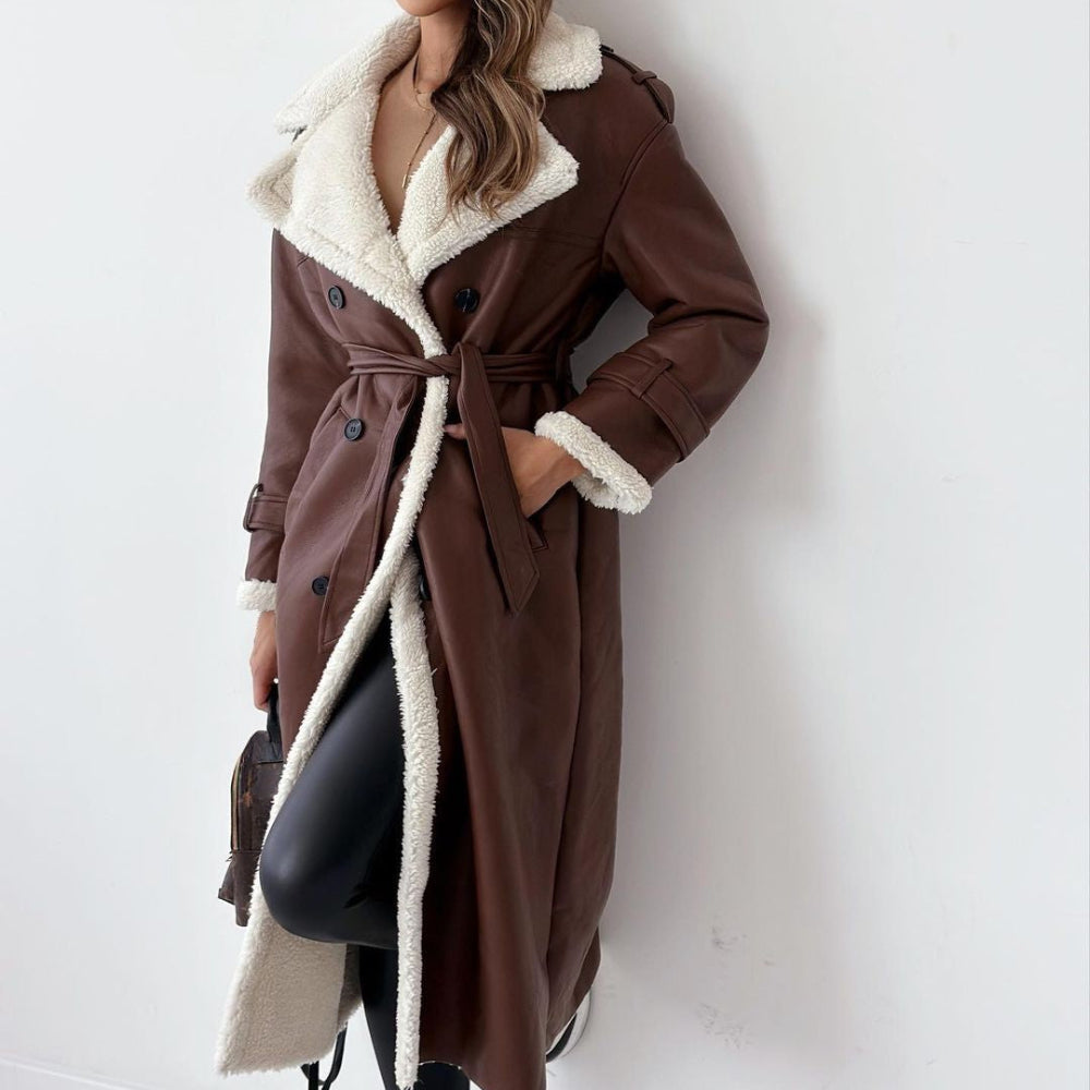 Dame frakke | Lang vinterfrakke med blødt for og elegant design