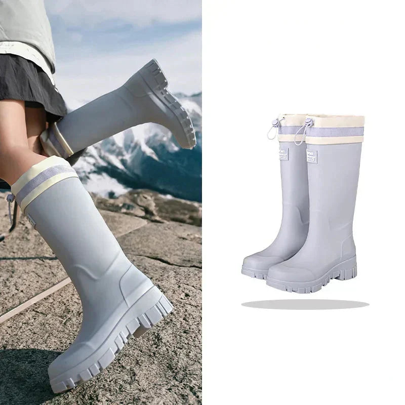 Dame gummistøvler | Høje støvler med snørelukning og kraftig sål