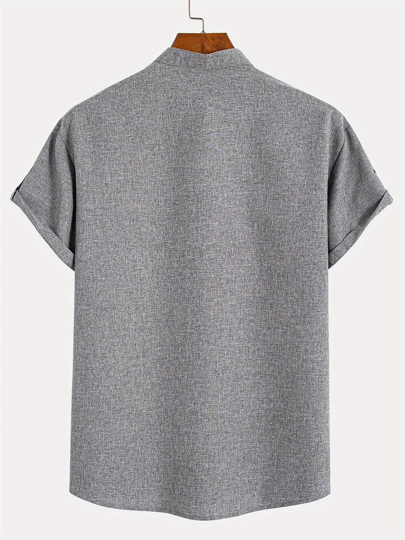 Skjorte herre | Henley shirt med korte ærmer og knapper