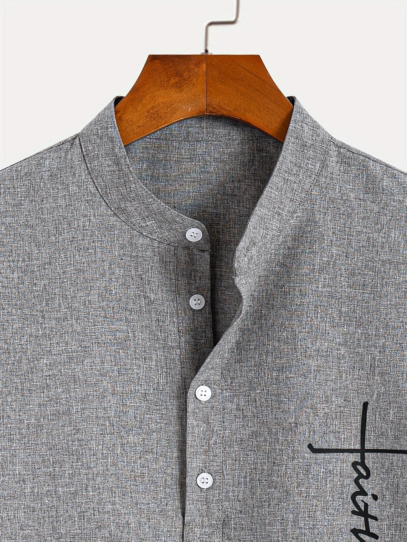 Skjorte herre | Henley shirt med korte ærmer og knapper