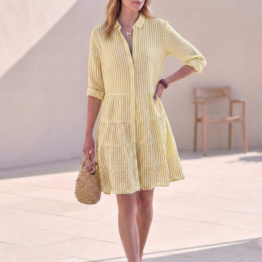 Robe chemise pour femme | Robe légère et aérienne à boutons et manches longues