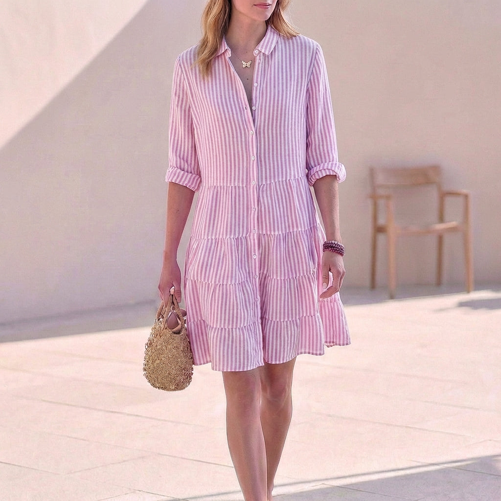 Robe chemise pour femme | Robe légère et aérienne à boutons et manches longues