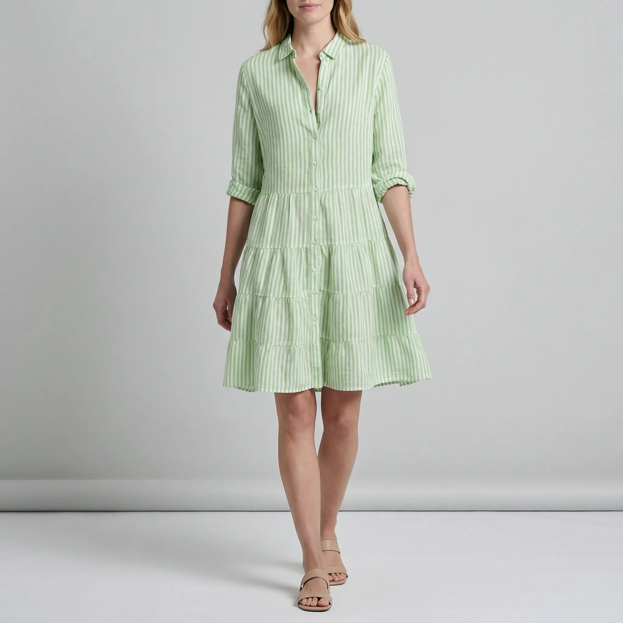 Robe chemise pour femme | Robe légère et aérienne à boutons et manches longues