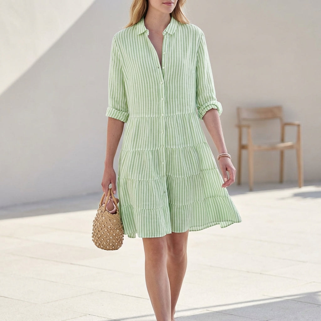 Robe chemise pour femme | Robe légère et aérienne à boutons et manches longues