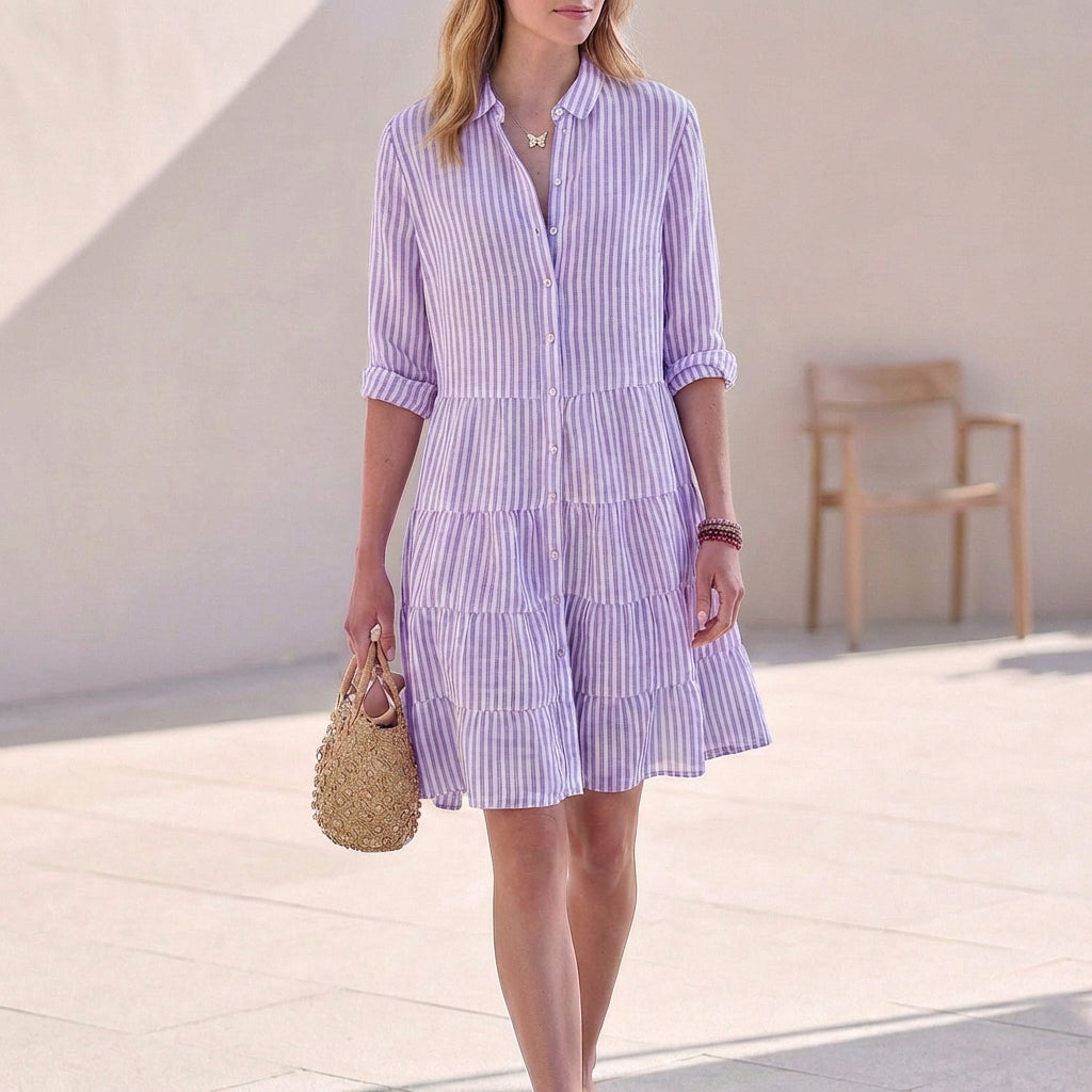 Robe chemise pour femme | Robe légère et aérienne à boutons et manches longues