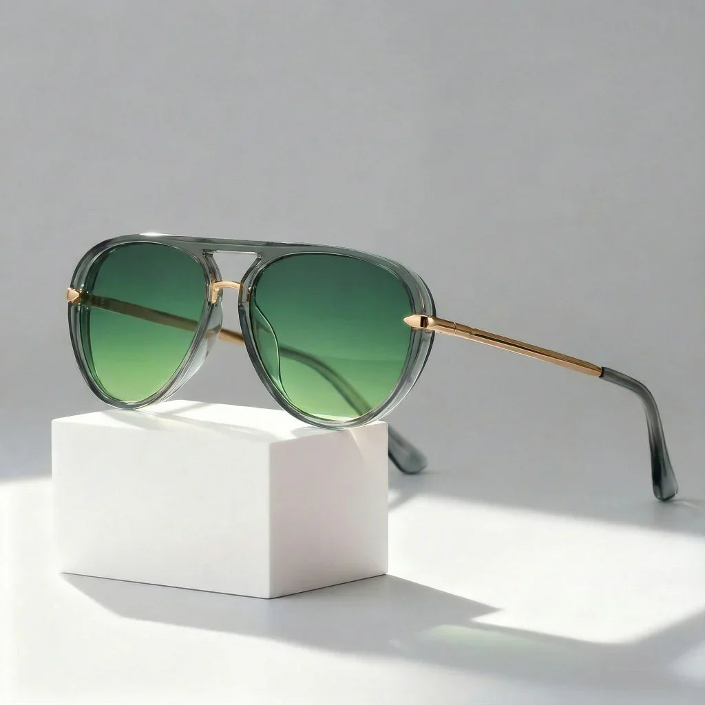 Lunettes de soleil | Modèle aviateur avec verres verts et protection UV400