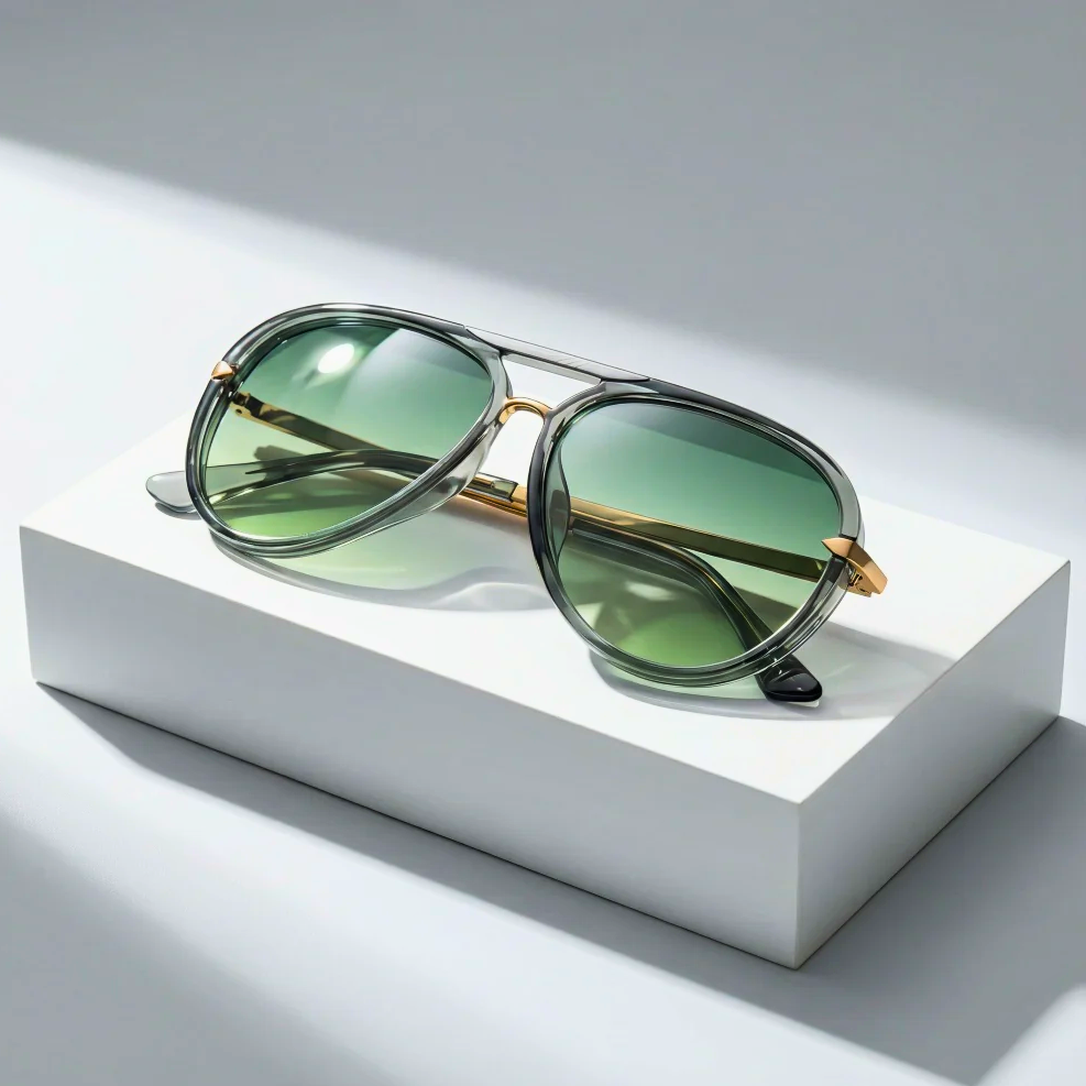 Lunettes de soleil | Modèle aviateur avec verres verts et protection UV400