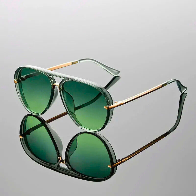 Lunettes de soleil | Modèle aviateur avec verres verts et protection UV400
