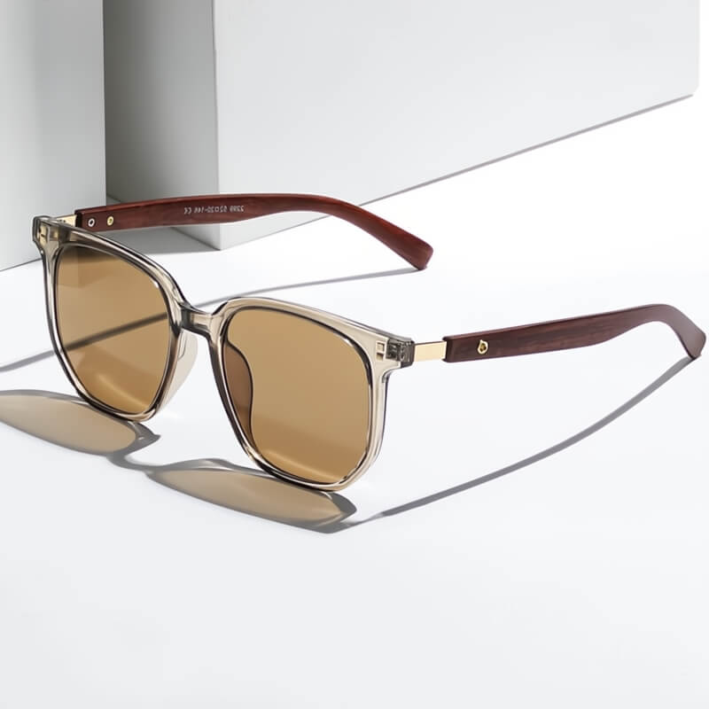 Lunettes de soleil pour homme | Monture ronde aspect bois