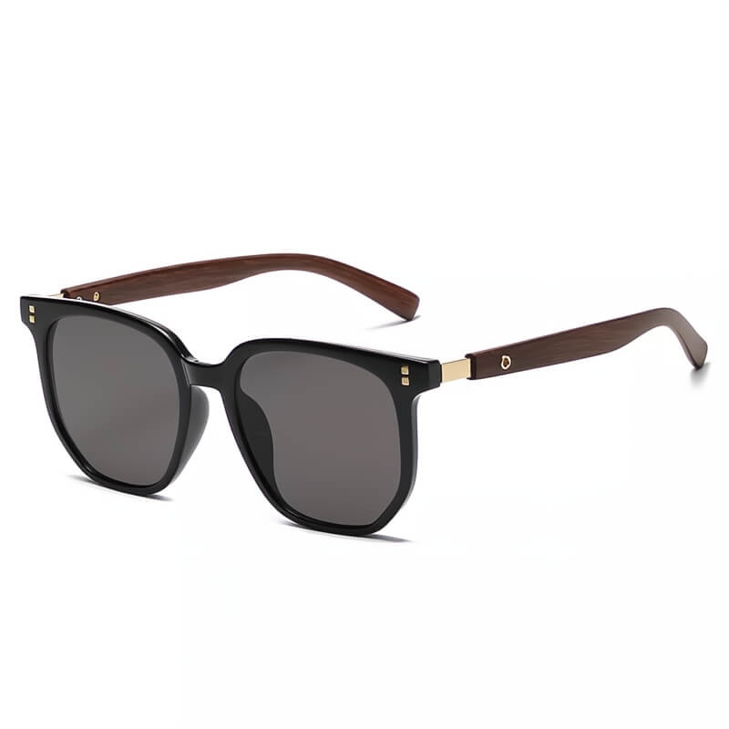 Lunettes de soleil pour homme | Monture ronde aspect bois