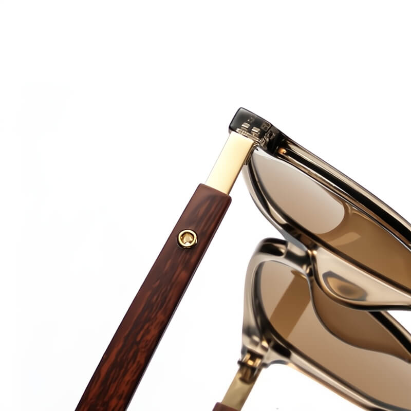 Lunettes de soleil pour homme | Monture ronde aspect bois