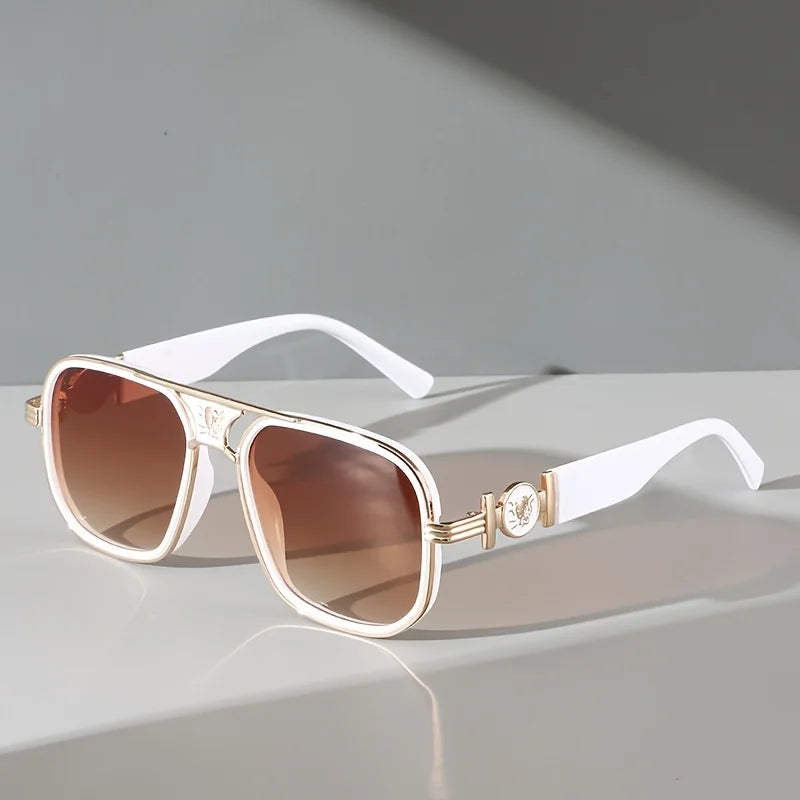 Lunettes de soleil pour femmes | Lunettes aviateur vertes à monture dorée