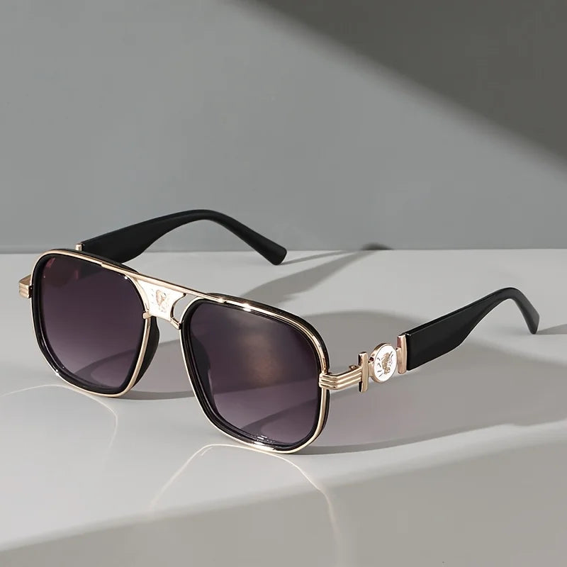 Lunettes de soleil pour femmes | Lunettes aviateur vertes à monture dorée