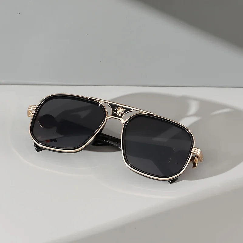 Lunettes de soleil pour femmes | Lunettes aviateur vertes à monture dorée