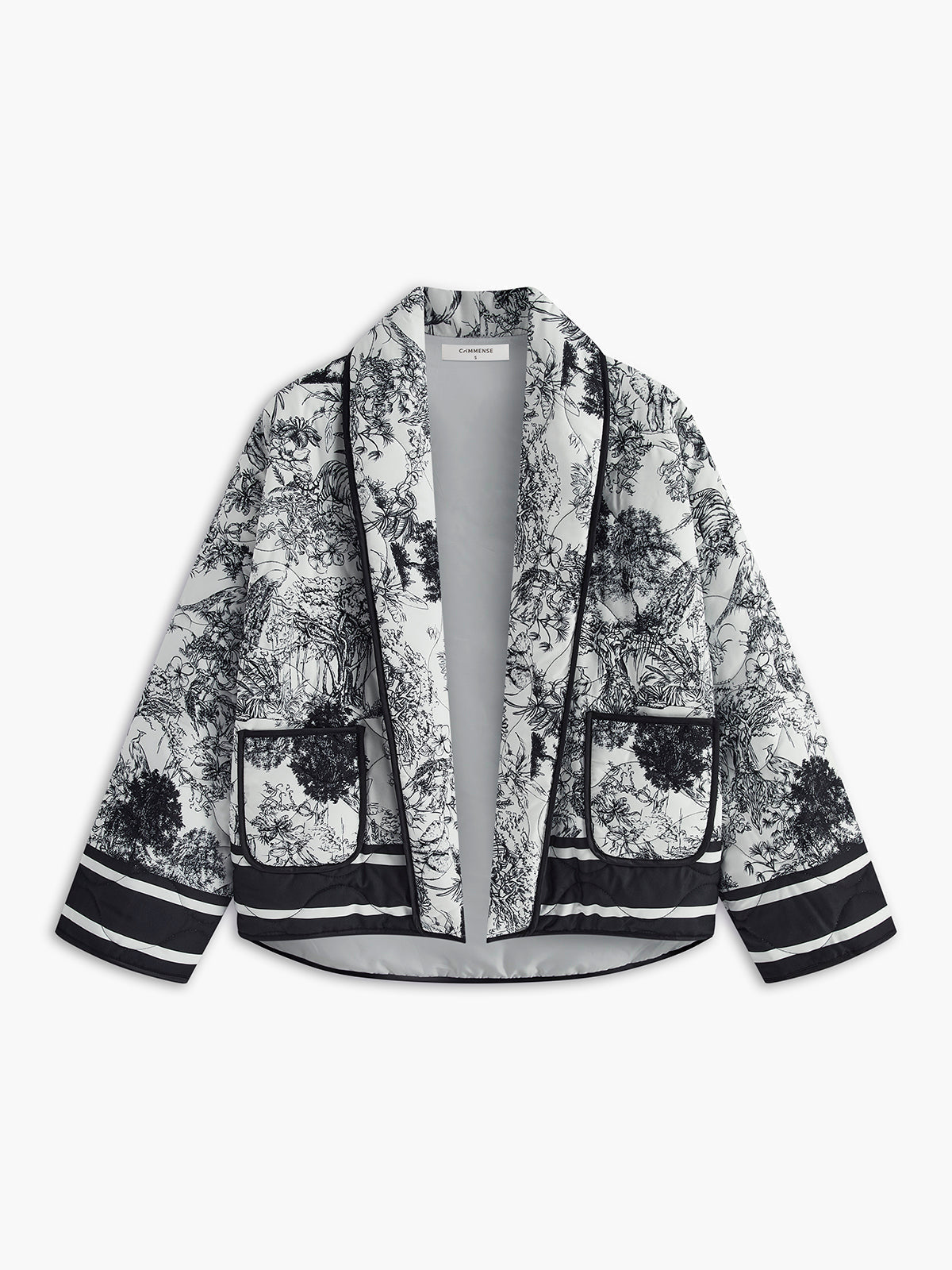 Sommerjakke til kvinder | Let jakke med grafisk print og piping