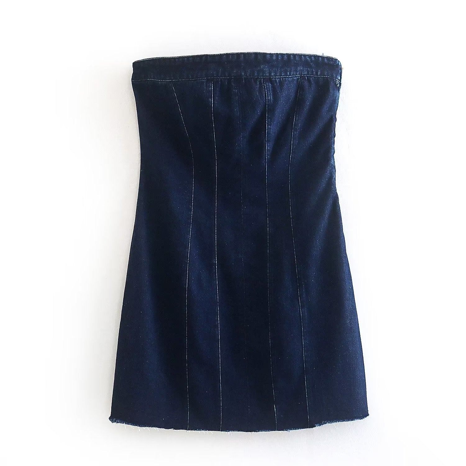 Strapless kjole dame | Denim mini kjole med tætsiddende pasform