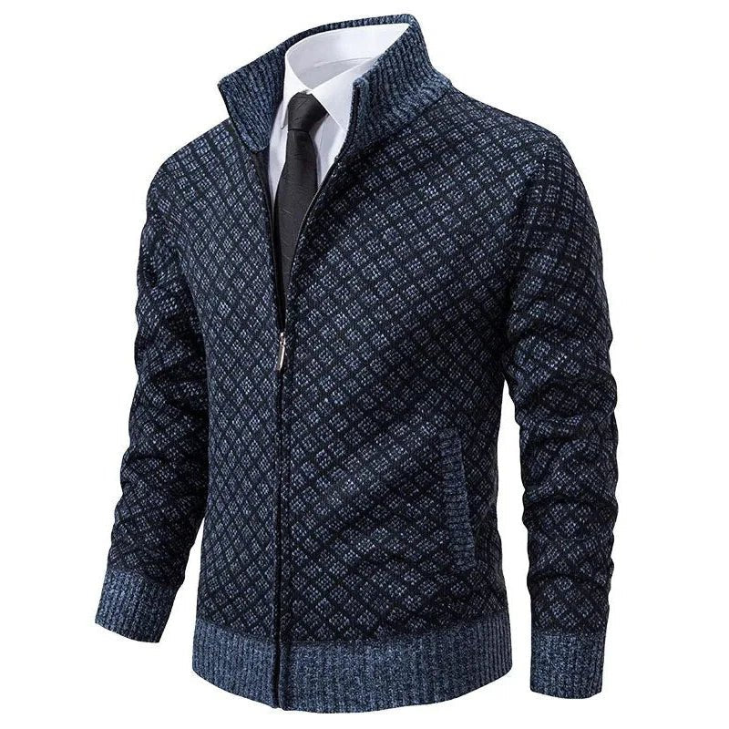 Pull pour homme | Cardigan tricoté avec fermeture éclair et col montant