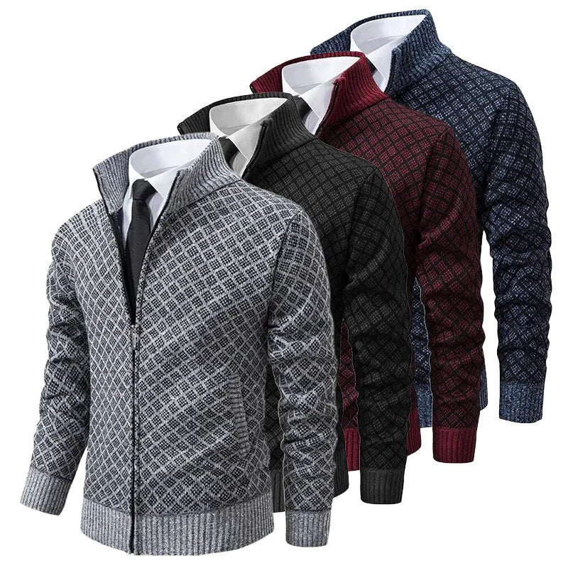 Pull pour homme | Cardigan tricoté avec fermeture éclair et col montant