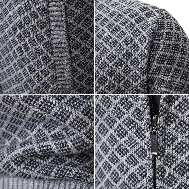Pull pour homme | Cardigan tricoté avec fermeture éclair et col montant