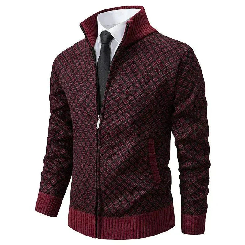 Pull pour homme | Cardigan tricoté avec fermeture éclair et col montant