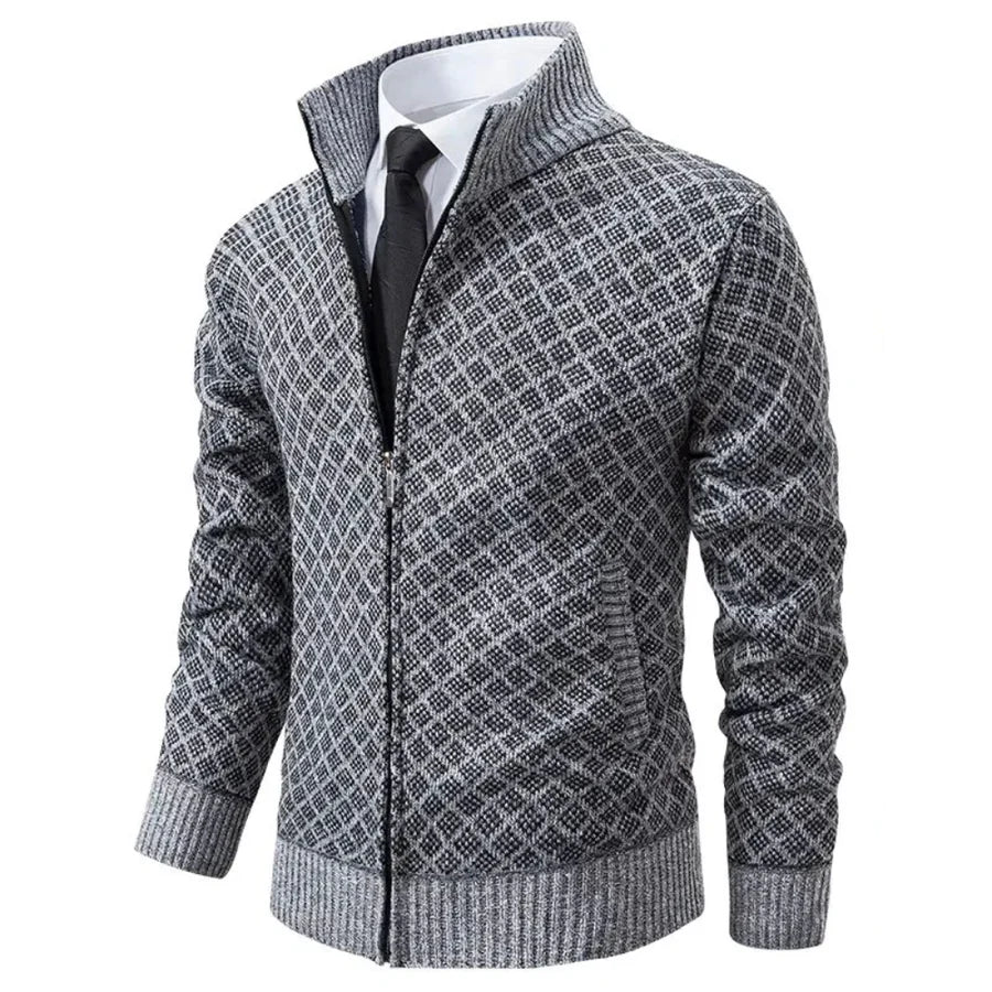 Pull pour homme | Cardigan tricoté avec fermeture éclair et col montant