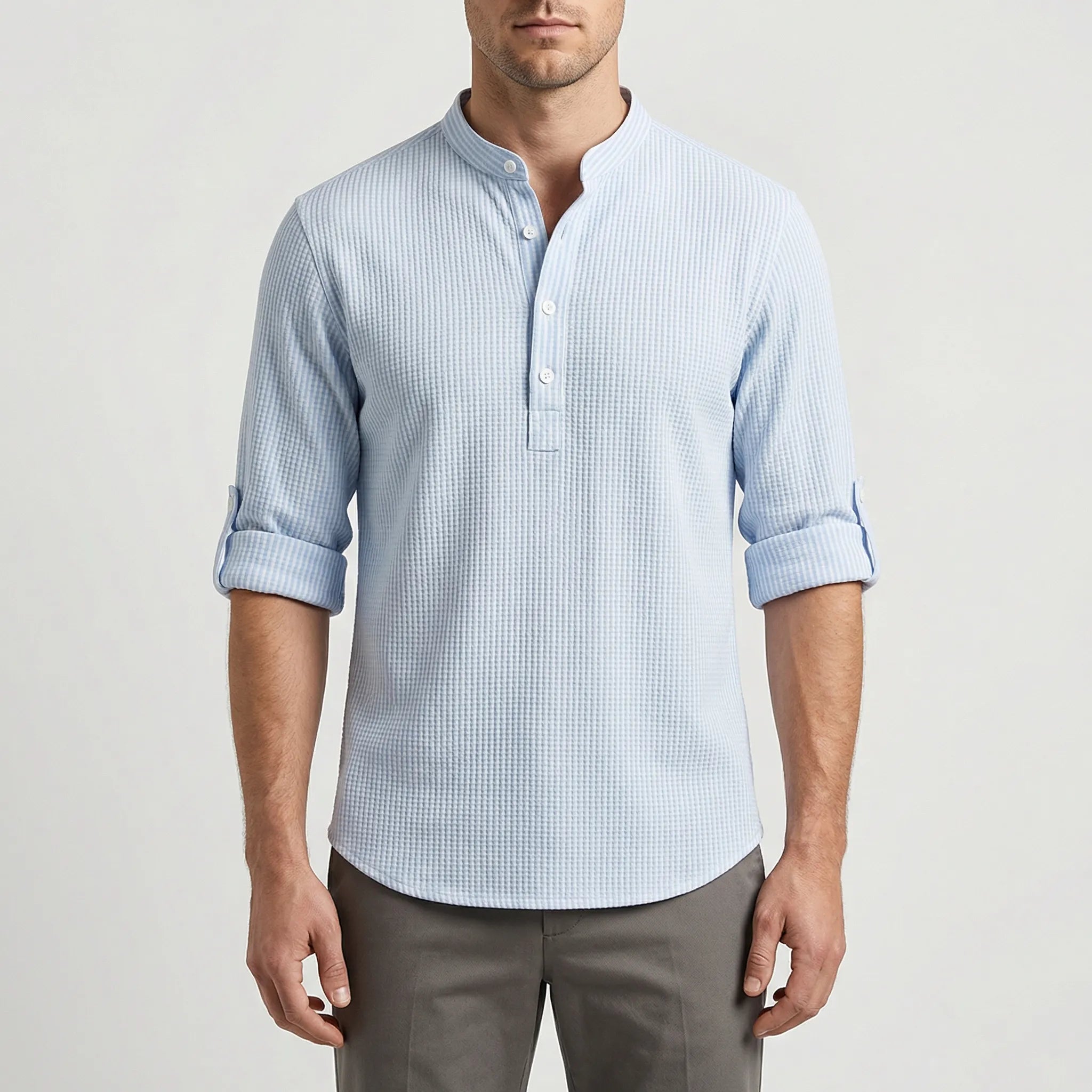 T-shirt herre | Langærmet model med knaplukning