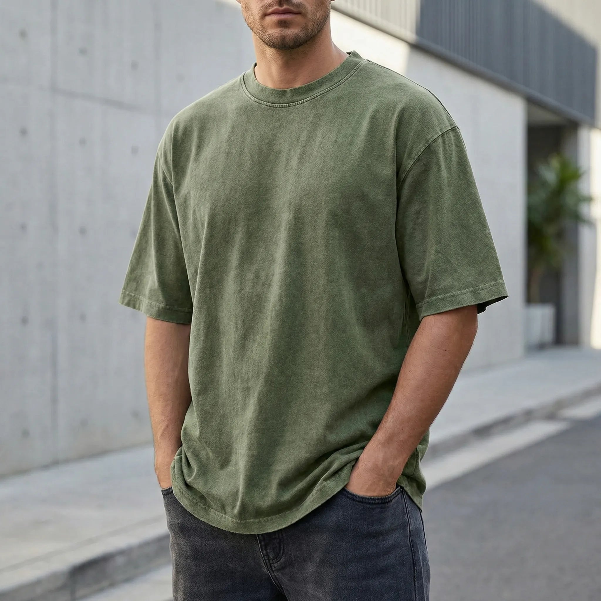 T-shirt herre | Oversized bomuld t-shirt med washed look
