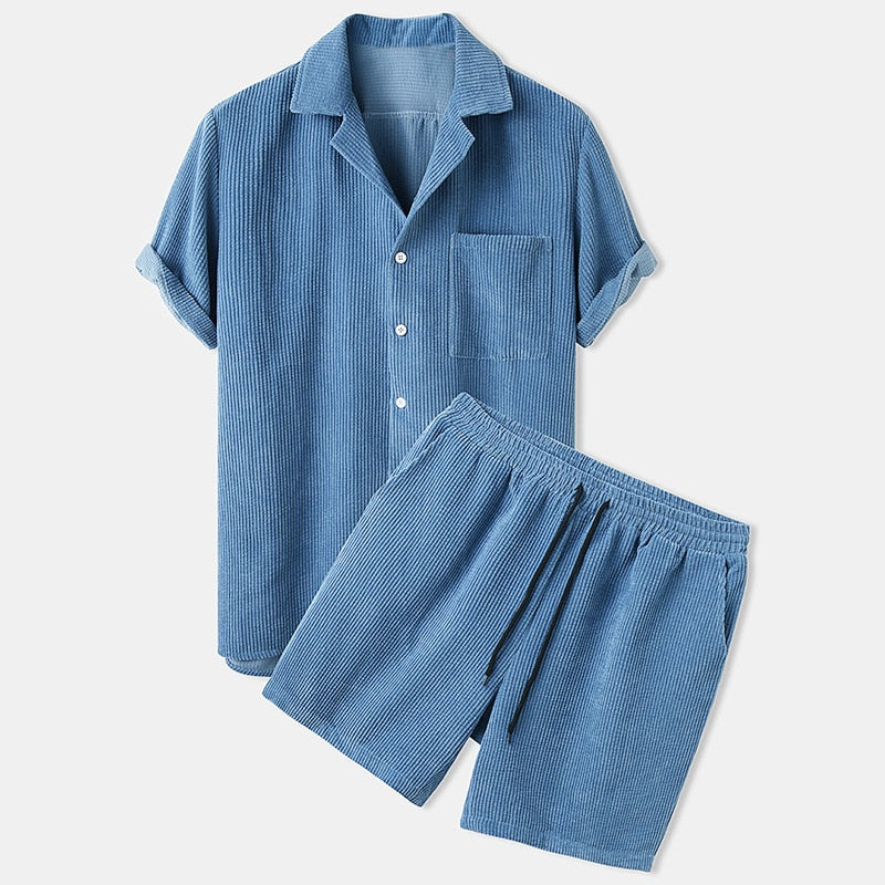 T-shirt herre | Sommersæt med kortærmet skjorte og shorts