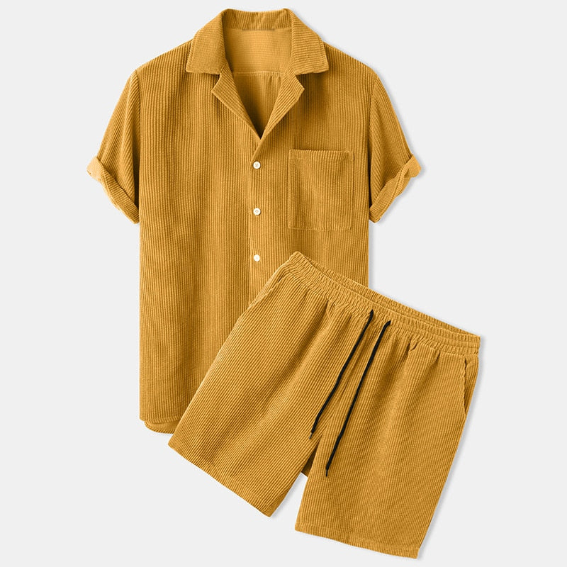 T-shirt herre | Sommersæt med kortærmet skjorte og shorts