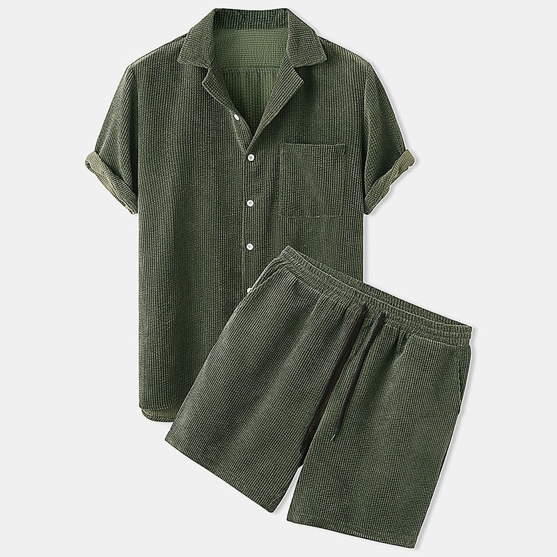 T-shirt herre | Sommersæt med kortærmet skjorte og shorts
