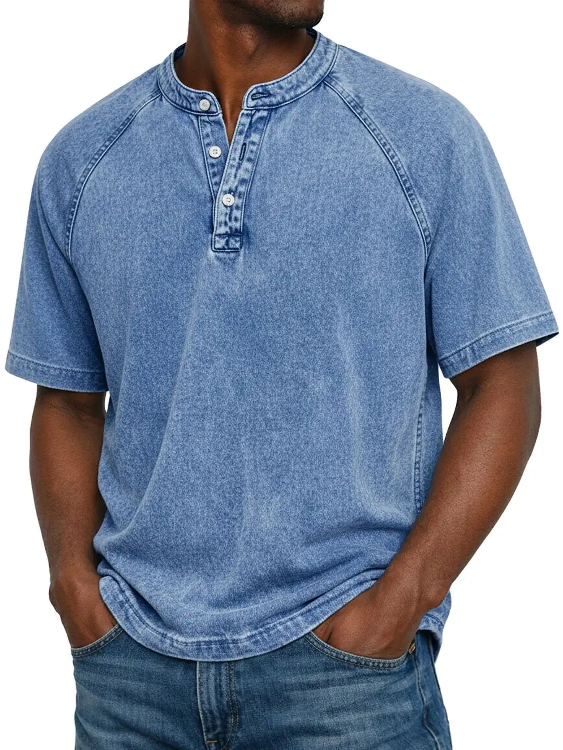 T shirt herre | Vintage henley med knapper