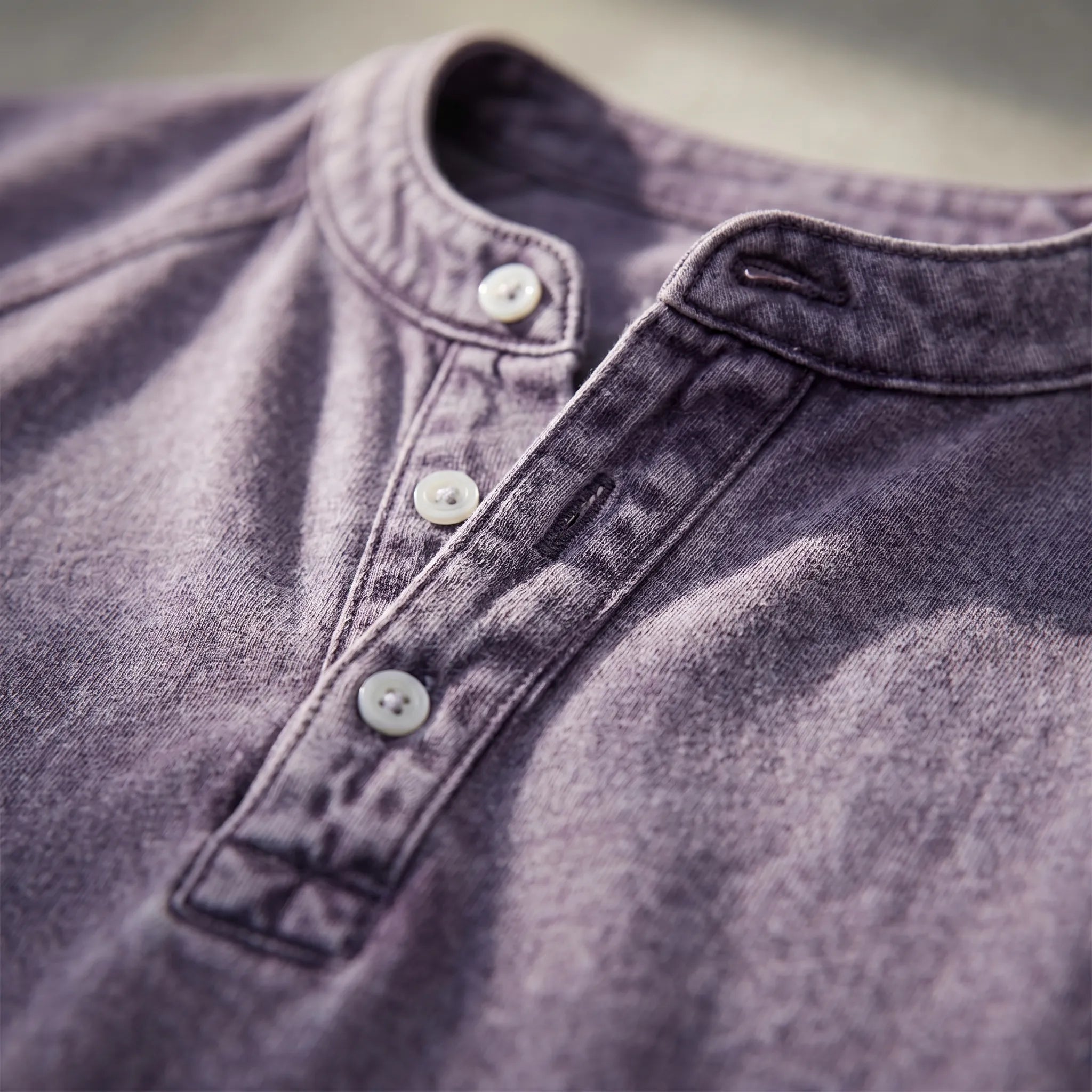 T shirt herre | Vintage henley med knapper