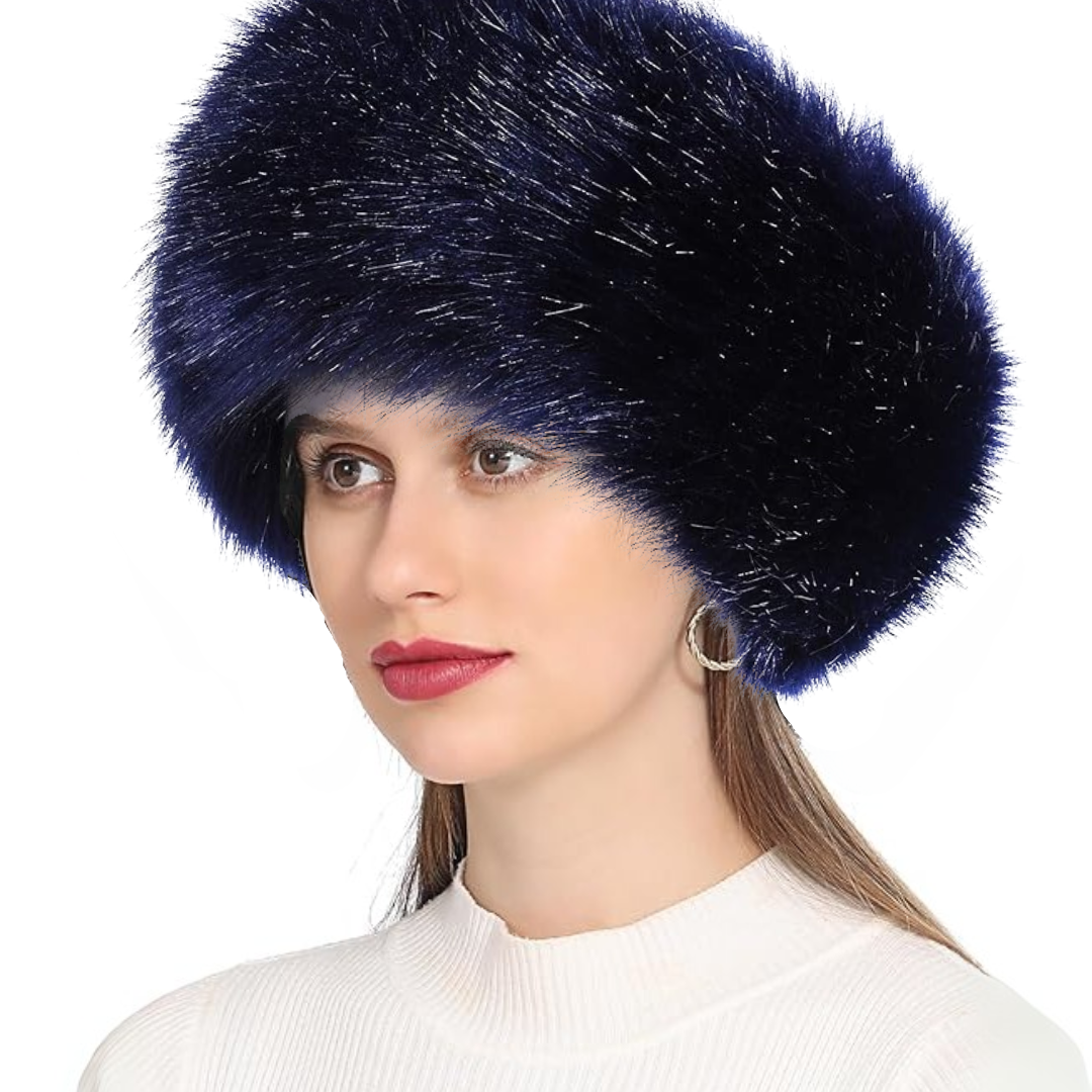 Varm vinterhårbånd i imiteret pels til damer