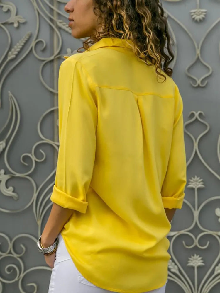 Blouse à col en V pour femme | Blouse élégante à boutons