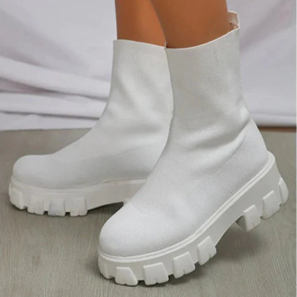 Chunky strikstøvler til kvinder med sokdesign