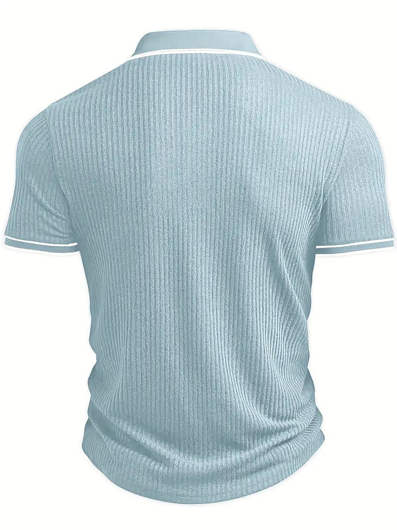 Elegant Herrepolo – Strikket Struktur & Stilrent Design