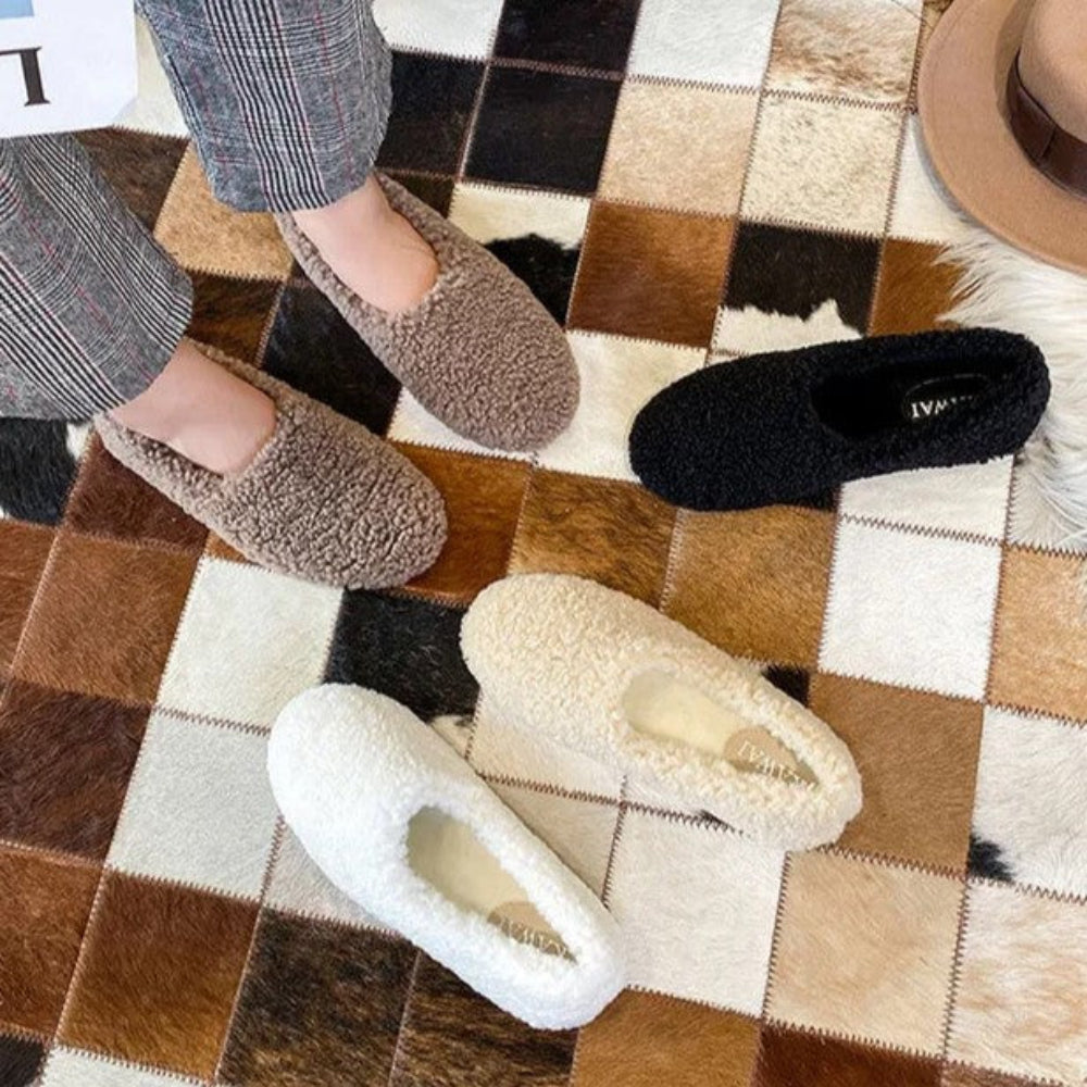 Dame hjemmesko | Bløde ballerinaer i hyggeligt vinterdesign