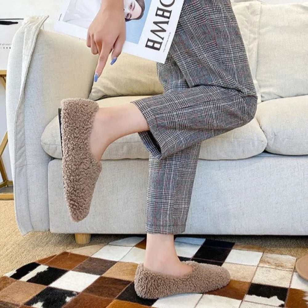 Dame hjemmesko | Bløde ballerinaer i hyggeligt vinterdesign