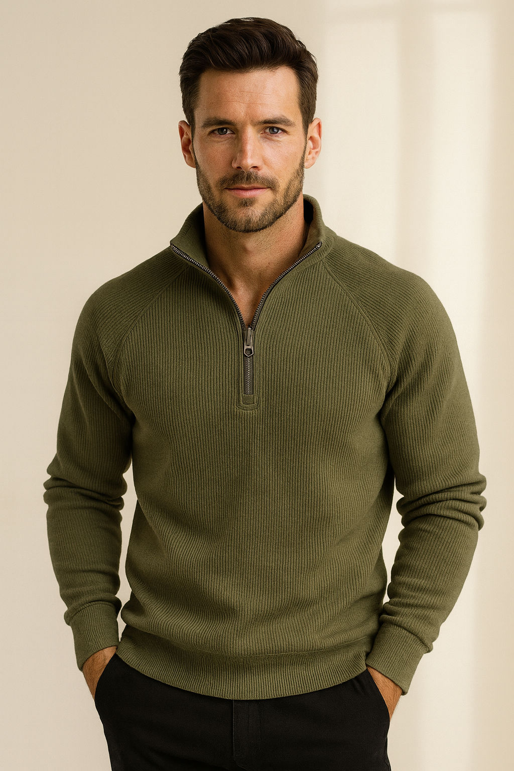 Klassisk fleece quarter zip trøje til hverdagskomfort