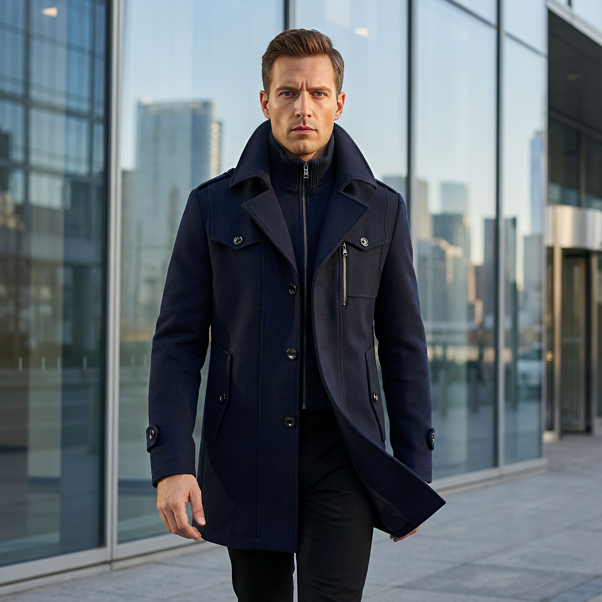 Herrefrakke | Elegant vinterjakke i varm uldblanding