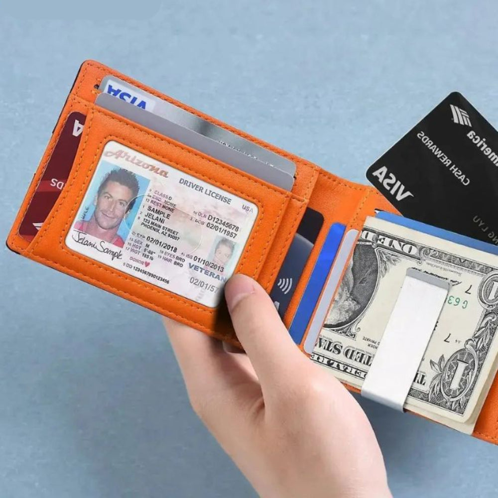 Minimalistisk RFID-beskyttet kortholder i kulfiber-look