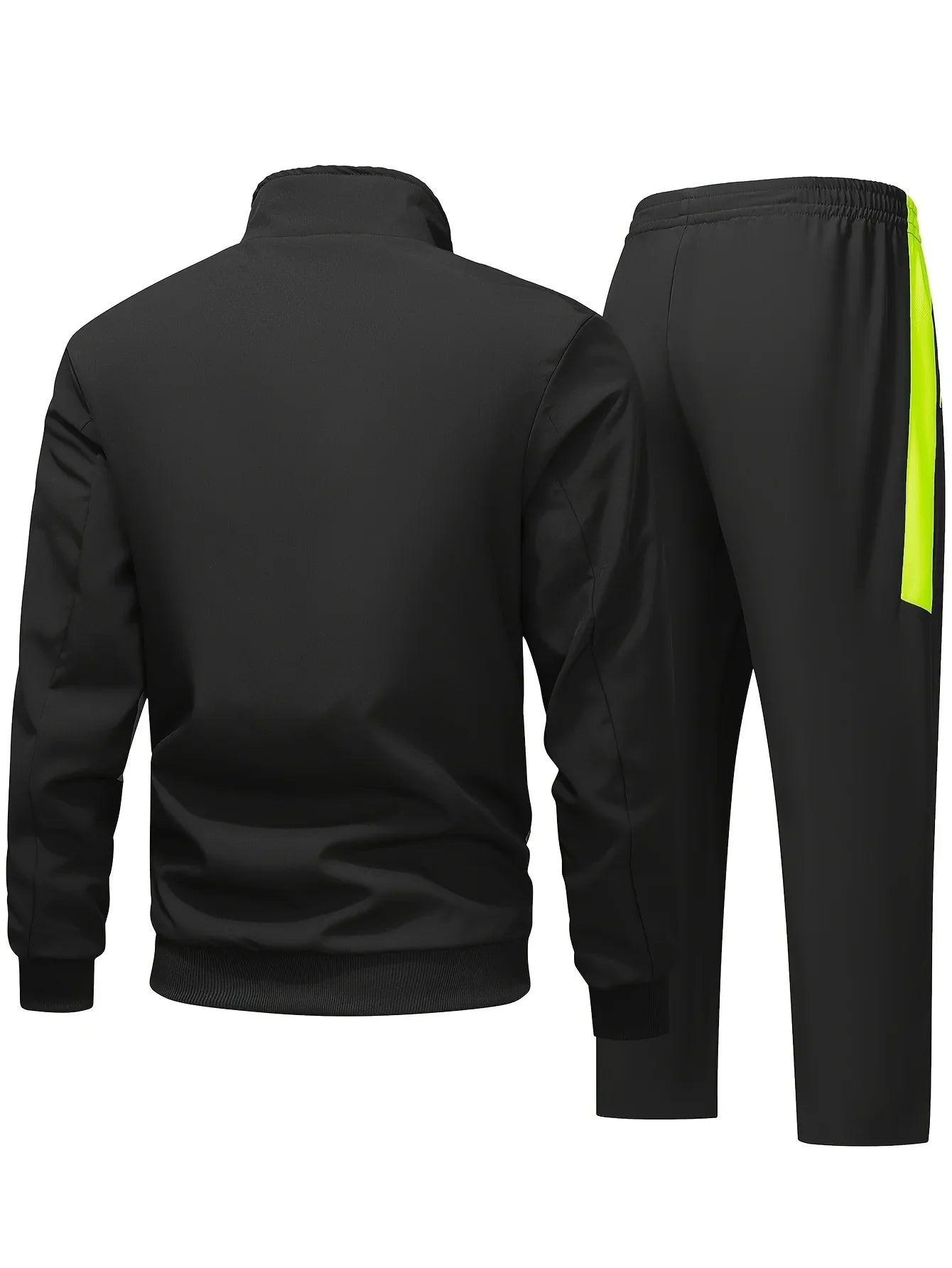 Herre træningsdragt | Sort sportssæt med neonlynlås og bukser