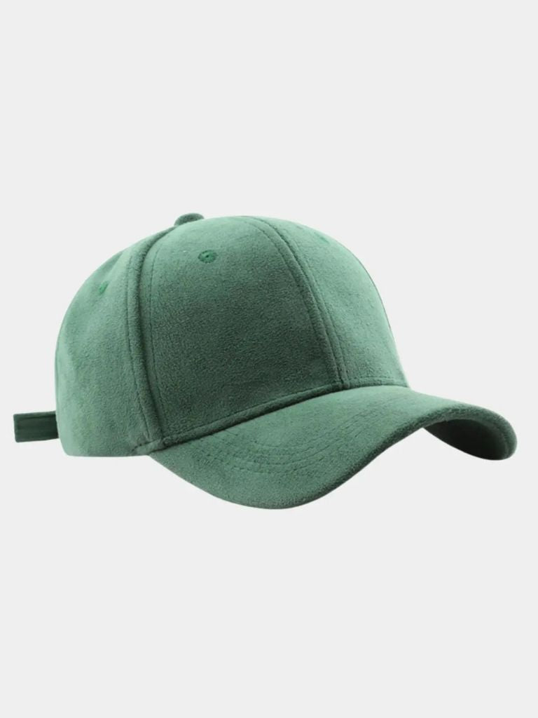 Elegant ensfarvet cap i blødt tekstil – justerbar pasform