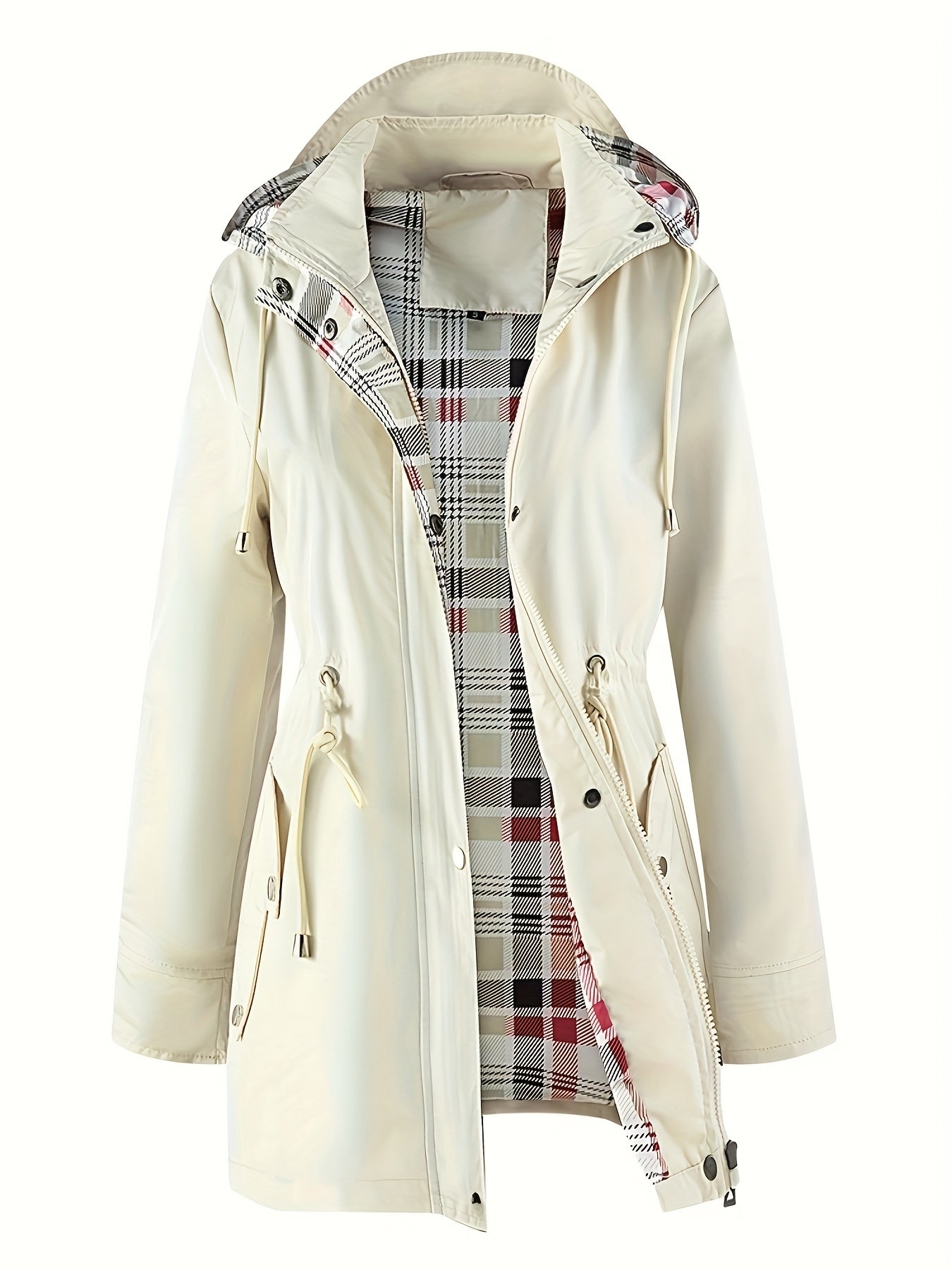 Dame jakke | Parka med hætte og justerbar talje