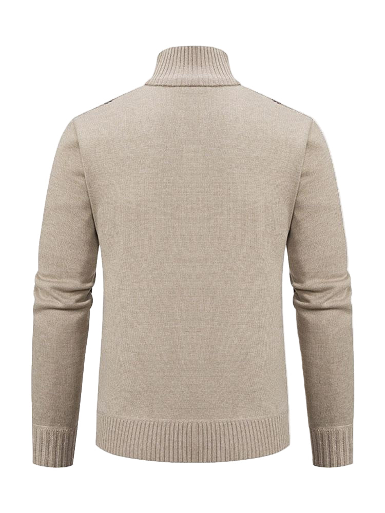 Strikket herre cardigan | Varmt vest med linjemønster